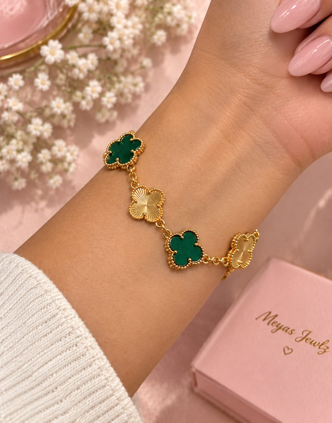 Emerald Clover Bracelet