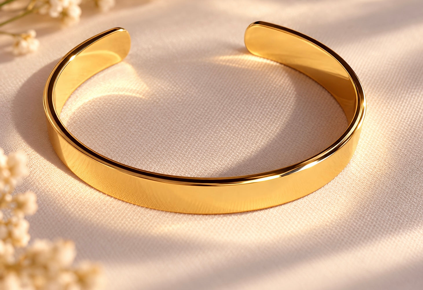 Sleek Polished Gold Cuff