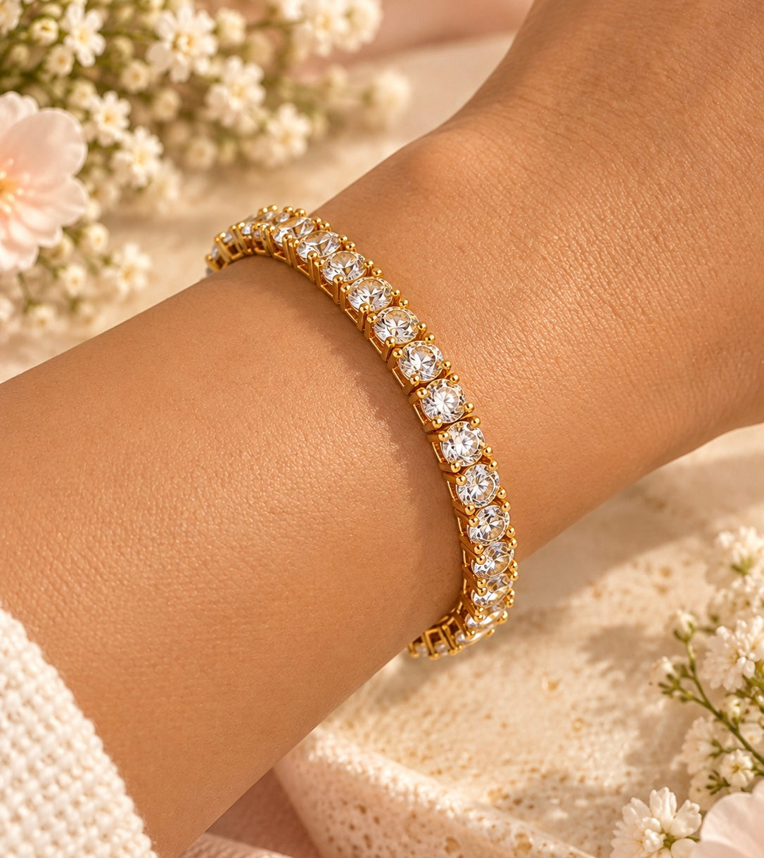 Golden Elegance Tennis Bracelet